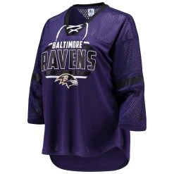 Starter Women's Purple Baltimore Ravens Lead Game Lace-Up V-Neck 3/4-Sleeve T-Shirt -Mitchell & Ness store DSCO1136786058 2729 ALT2