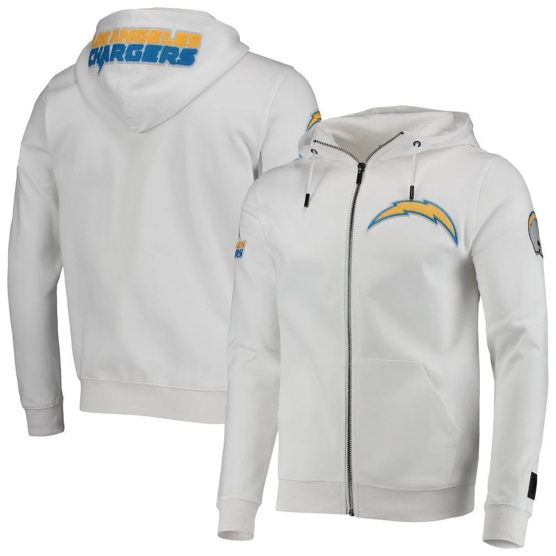 Men's Pro Standard White Los Angeles Chargers 4-Hit Full-Zip Hoodie 4 Men's Pro Standard White Los Angeles Chargers 4-Hit Full-Zip Hoodie - Image 2