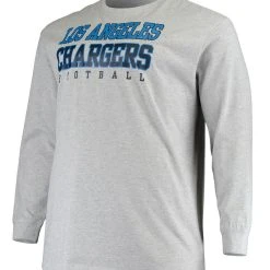 Fanatics Branded Men's Heathered Gray Los Angeles Chargers Big & Tall Practice Long Sleeve T-Shirt -Mitchell & Ness store DSCO1136787211 1927 ALT2