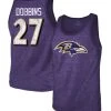 Majestic Threads Men's Threads J.K. Dobbins Heathered Purple Baltimore Ravens Name & Number Tri-Blend Tank Top