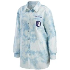 WEAR By Erin Andrews Women's Denim Baltimore Ravens Chambray Acid-Washed Long Sleeve Button-Up Shirt -Mitchell & Ness store DSCO1136788327 1256 ALT2