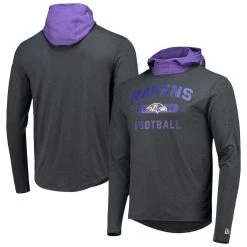 Men's New Era Black/Purple Baltimore Ravens Active Block Hoodie Long Sleeve T-Shirt