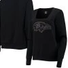 Cuce Women's Black Baltimore Ravens Winners Square Neck Pullover Sweatshirt