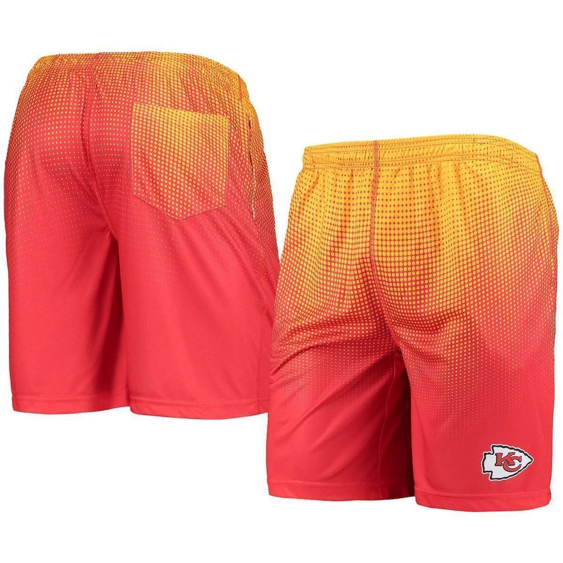 FOCO Men's Red/Gold Kansas City Chiefs Pixel Gradient Training Shorts 3 FOCO Men's Red/Gold Kansas City Chiefs Pixel Gradient Training Shorts