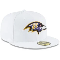 New Era Men's White Baltimore Ravens Omaha 59FIFTY Fitted Hat -Mitchell & Ness store DSCO1136792213 3550 ALT2