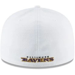 New Era Men's White Baltimore Ravens Omaha 59FIFTY Fitted Hat -Mitchell & Ness store DSCO1136792213 3550 ALT3