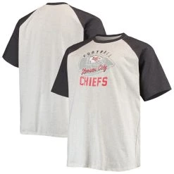 Profile Men's Oatmeal/Heathered Charcoal Kansas City Chiefs Big & Tall Raglan T-Shirt