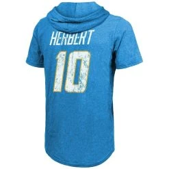 Majestic Threads Men's Justin Herbert Powder Blue Los Angeles Chargers Player Name & Number Tri-Blend Hoodie T-Shirt -Mitchell & Ness store DSCO1136793567 1191 ALT3