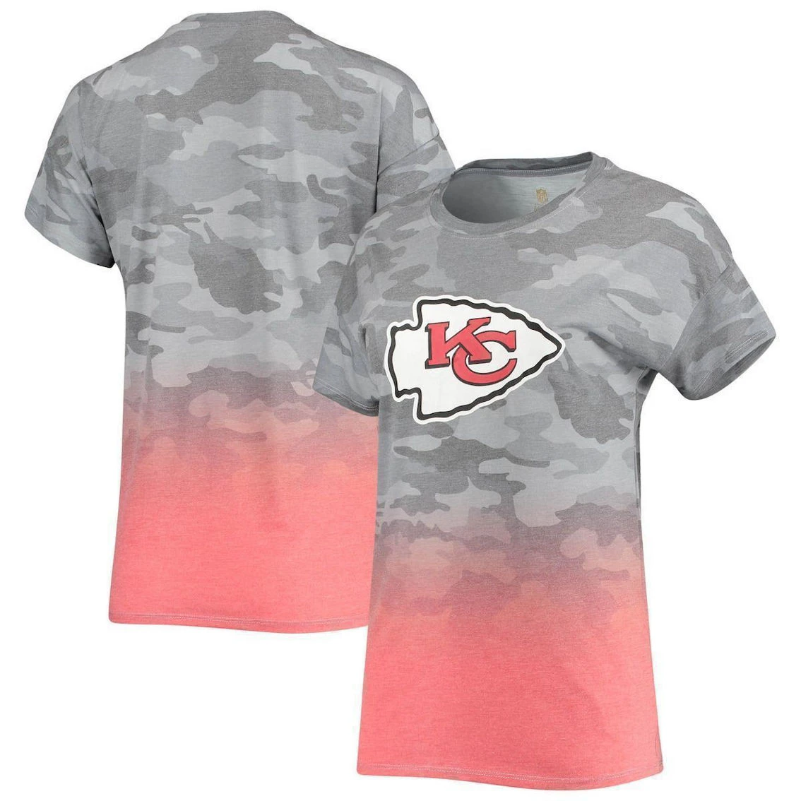 Outerstuff Juniors Gray/Red Kansas City Chiefs Beth Camo Dip-Dye T-Shirt 4 Outerstuff Juniors Gray/Red Kansas City Chiefs Beth Camo Dip-Dye T-Shirt - Image 2