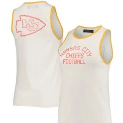 Junk Food Women's White/Gold Kansas City Chiefs Throwback Pop Binding Scoop Neck Tank Top