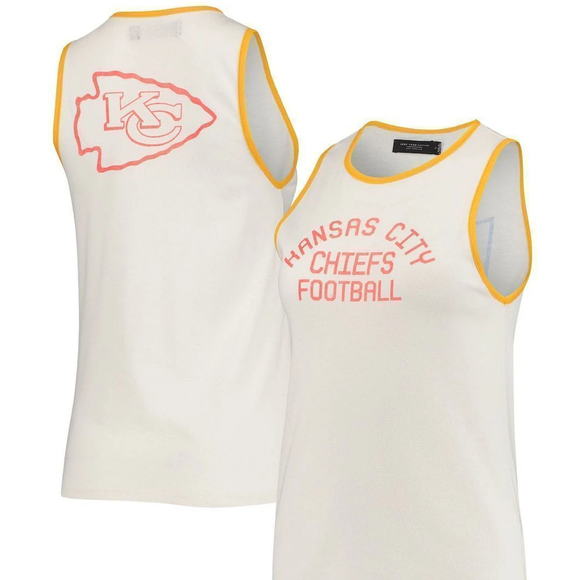Junk Food Women's White/Gold Kansas City Chiefs Throwback Pop Binding Scoop Neck Tank Top 4 Junk Food Women's White/Gold Kansas City Chiefs Throwback Pop Binding Scoop Neck Tank Top - Image 2