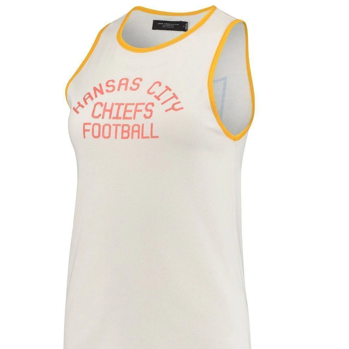 Junk Food Women's White/Gold Kansas City Chiefs Throwback Pop Binding Scoop Neck Tank Top 5 Junk Food Women's White/Gold Kansas City Chiefs Throwback Pop Binding Scoop Neck Tank Top - Image 3