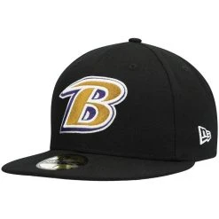 New Era Men's Black Baltimore Ravens Omaha Lettermark 59FIFTY Fitted Hat