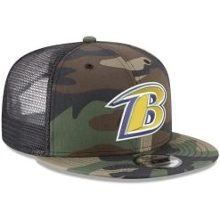 New Era Men's Baltimore Ravens NFL Woodland Camo 9FIFTY Snapback Adjustable Trucker Hat -Mitchell & Ness store DSCO1137146129 BGrd ALT3