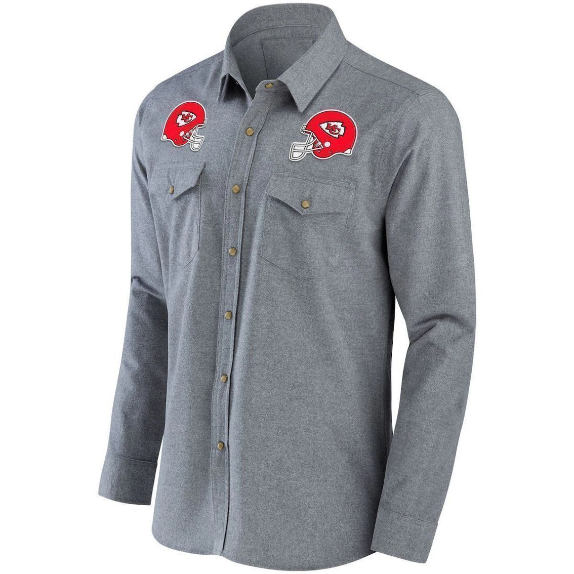 NFL X Darius Rucker Collection By Fanatics Men's Gray Kansas City Chiefs Chambray Button-Up Long Sleeve Shirt 5 NFL X Darius Rucker Collection By Fanatics Men's Gray Kansas City Chiefs Chambray Button-Up Long Sleeve Shirt - Image 3