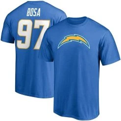 Fanatics Branded Men's Joey Bosa Powder Blue Los Angeles Chargers Player Icon Name & Number T-Shirt