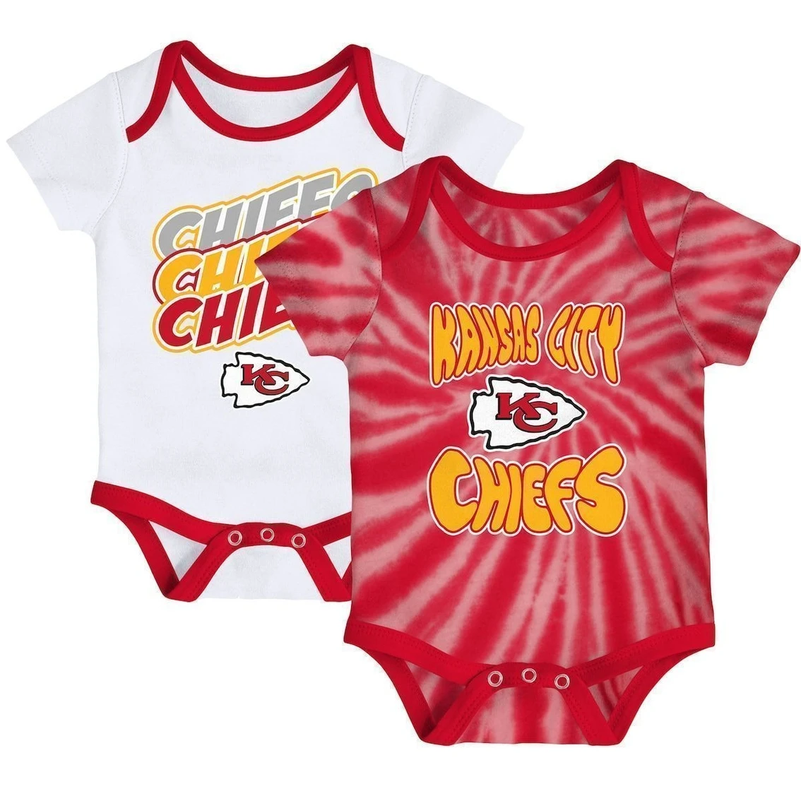 Outerstuff Newborn & Infant Red/White Kansas City Chiefs Monterey Tie-Dye 2-Pack Bodysuit Set 4 Outerstuff Newborn & Infant Red/White Kansas City Chiefs Monterey Tie-Dye 2-Pack Bodysuit Set - Image 2