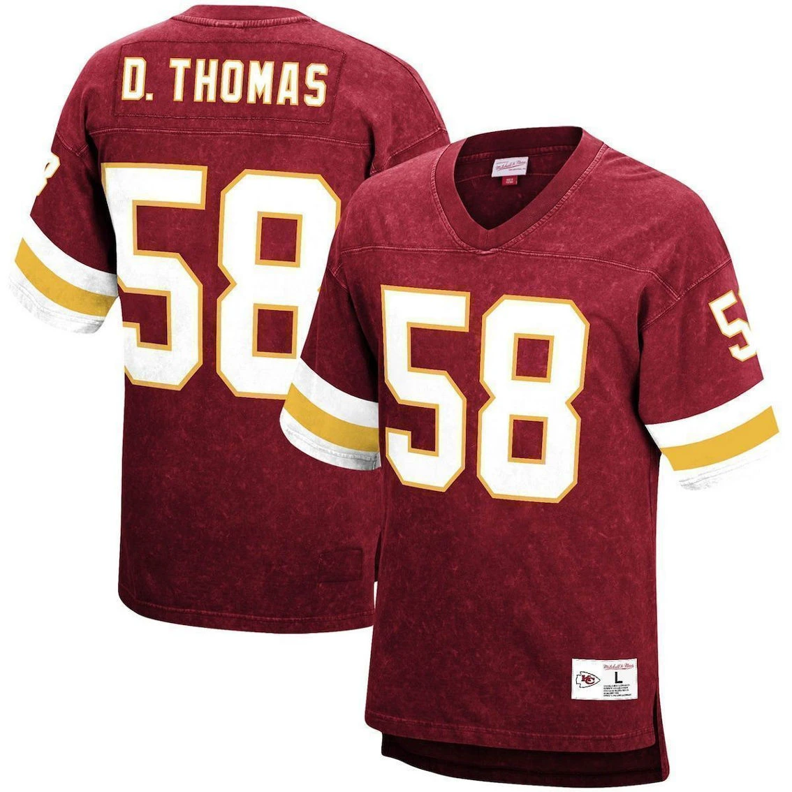 Mitchell & Ness Men's Derrick Thomas Red Kansas City Chiefs Retired Player Name & Number Acid Wash Top 3 Mitchell & Ness Men's Derrick Thomas Red Kansas City Chiefs Retired Player Name & Number Acid Wash Top