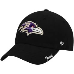 Women's '47 Black Baltimore Ravens Miata Clean Up Primary Adjustable Hat