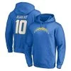 Fanatics Branded Men's Justin Herbert Powder Blue Los Angeles Chargers Player Icon Name & Number Pullover Hoodie