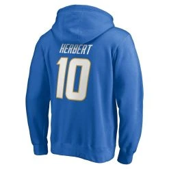 Fanatics Branded Men's Justin Herbert Powder Blue Los Angeles Chargers Player Icon Name & Number Pullover Hoodie -Mitchell & Ness store DSCO1137814626 1191 ALT3