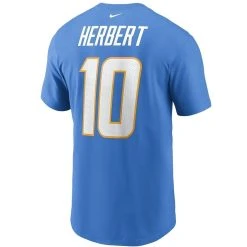 Nike Men's Justin Herbert Powder Blue Los Angeles Chargers Name & Number T-Shirt -Mitchell & Ness store DSCO1138395949 1191 ALT3