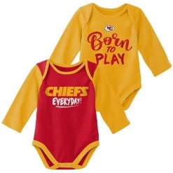 Outerstuff Newborn & Infant Yellow/Red Kansas City Chiefs Little Player Long Sleeve 2-Pack Bodysuit Set