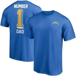 Fanatics Branded Men's Powder Blue Los Angeles Chargers #1 Dad T-Shirt