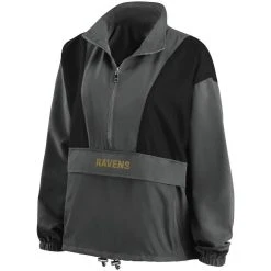 Women's WEAR By Erin Andrews Charcoal Baltimore Ravens Popover Packable Half-Zip Jacket -Mitchell & Ness store DSCO1140226938 1904 ALT2
