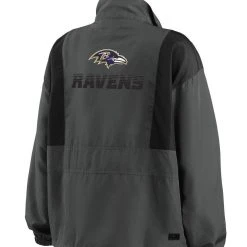 Women's WEAR By Erin Andrews Charcoal Baltimore Ravens Popover Packable Half-Zip Jacket -Mitchell & Ness store DSCO1140226938 1904 ALT3