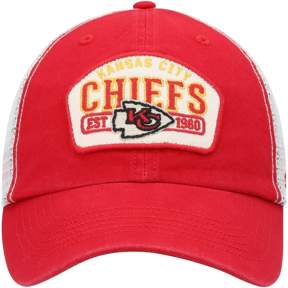 '47 Men's Red/Natural Kansas City Chiefs Penwald Trucker Clean Up Snapback Hat 5 '47 Men's Red/Natural Kansas City Chiefs Penwald Trucker Clean Up Snapback Hat - Image 3