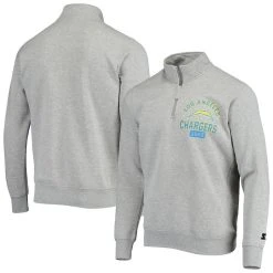 Starter Men's Heathered Gray Los Angeles Chargers Heisman Quarter-Zip Jacket