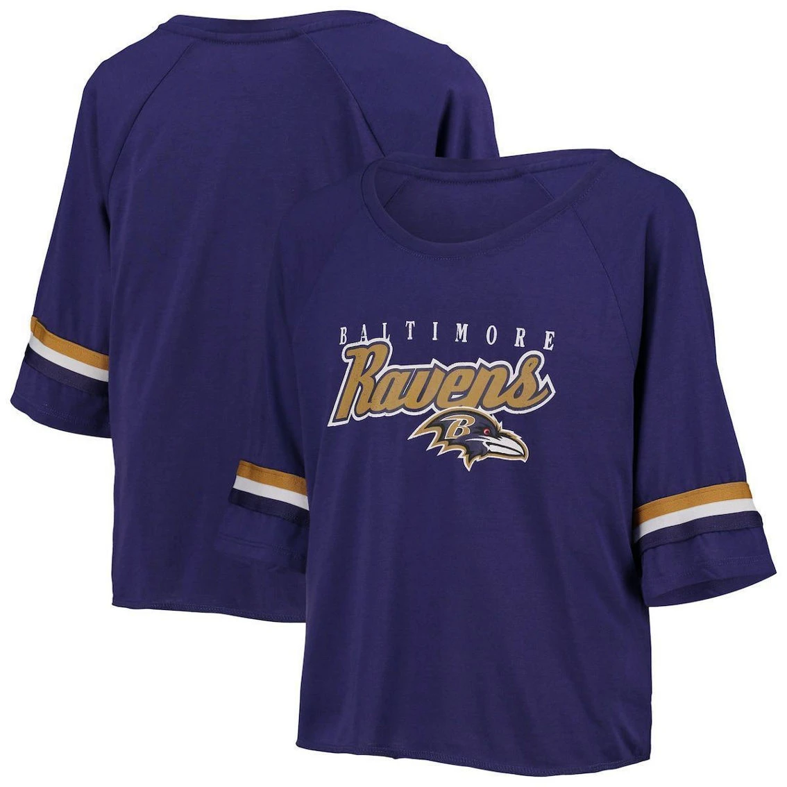 Outerstuff Juniors Purple Baltimore Ravens Burnout Raglan Half-Sleeve T-Shirt 3 Outerstuff Juniors Purple Baltimore Ravens Burnout Raglan Half-Sleeve T-Shirt