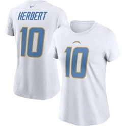 Nike Women's Justin Herbert White Los Angeles Chargers Player Name & Number T-Shirt