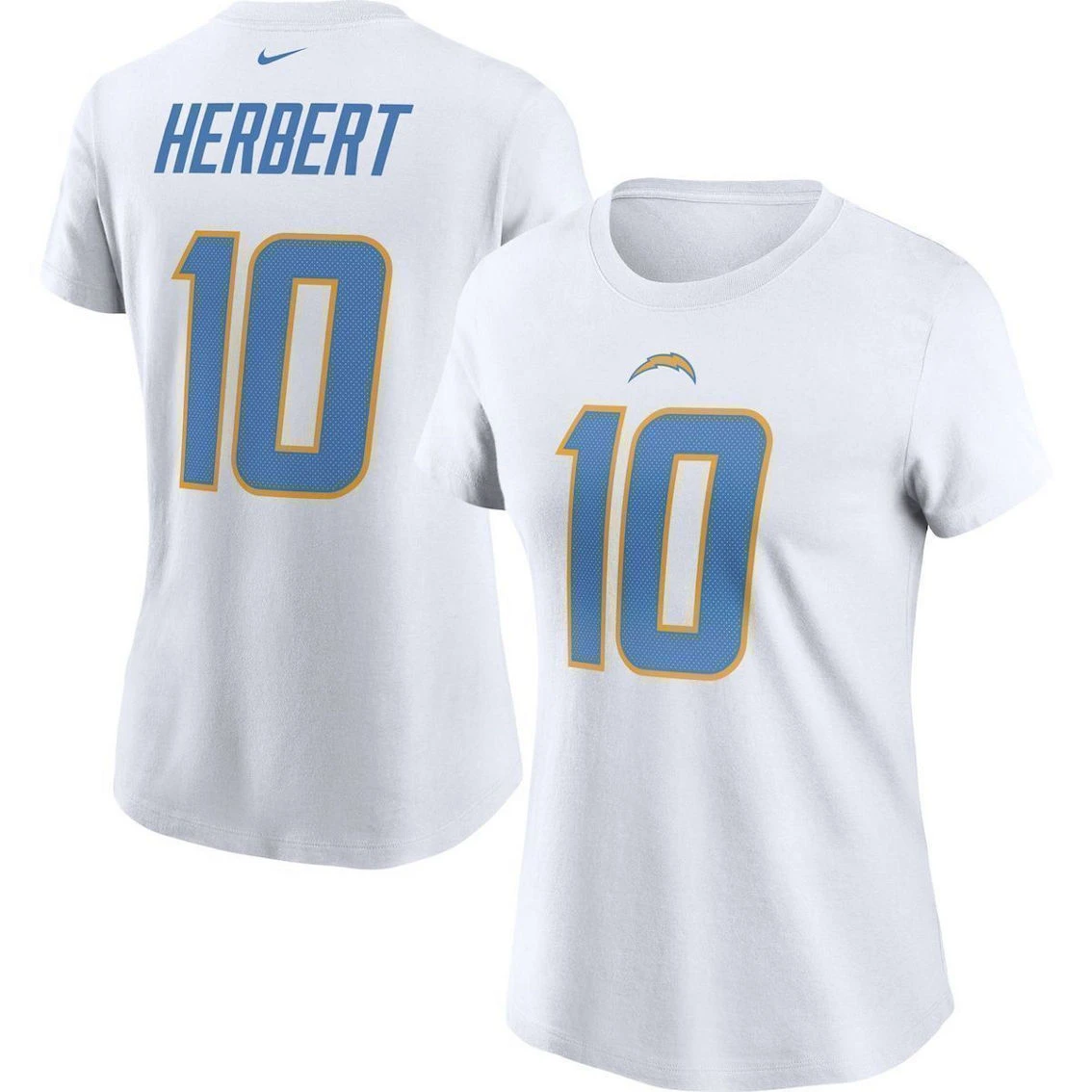 Nike Women's Justin Herbert White Los Angeles Chargers Player Name & Number T-Shirt 4 Nike Women's Justin Herbert White Los Angeles Chargers Player Name & Number T-Shirt - Image 2