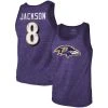 Majestic Threads Men's Fanatics Branded Lamar Jackson Purple Baltimore Ravens Name & Number Tri-Blend Tank Top
