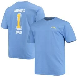 Fanatics Branded Men's Powder Blue Los Angeles Chargers Big & Tall #1 Dad 2-Hit T-Shirt