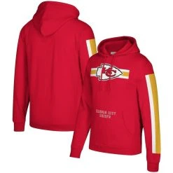 Mitchell & Ness Men's Red Kansas City Chiefs Three Stripe Pullover Hoodie