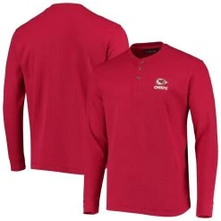 Dunbrooke Men's Red Kansas City Chiefs Logo Maverick Thermal Henley Long Sleeve T-Shirt