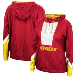 Mitchell & Ness Women's Red Kansas City Chiefs Half-Zip Windbreaker Hoodie