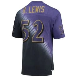 Men's Mitchell & Ness Ray Lewis Purple/Black Baltimore Ravens Retired Player Name & Number Diagonal Tie-Dye V-Neck T-Shirt -Mitchell & Ness store DSCO1141432017 2729 ALT3