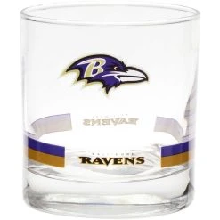 The Memory Company Baltimore Ravens Banded Rocks Glass