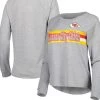 Outerstuff Juniors Heathered Gray Kansas City Chiefs All Striped Up Raglan Long Sleeve T-Shirt -Mitchell & Ness store DSCO1143940392 1927