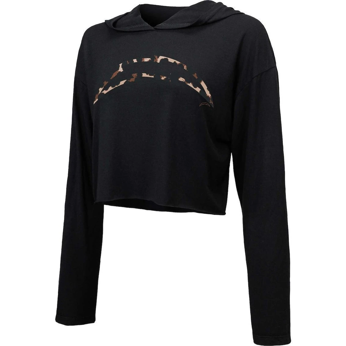 Majestic Threads Women's Threads Black Los Angeles Chargers Leopard Cropped Pullover Hoodie 5 Majestic Threads Women's Threads Black Los Angeles Chargers Leopard Cropped Pullover Hoodie - Image 3