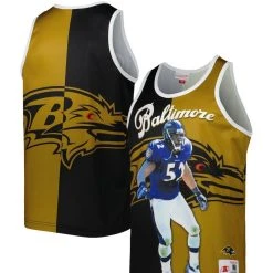 Mitchell & Ness Men's Ray Lewis Black/Gold Baltimore Ravens Retired Player Graphic Tank Top