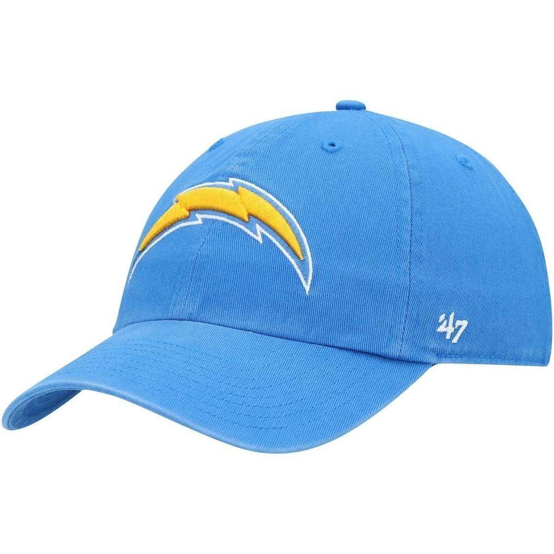 '47 Men's Powder Blue Los Angeles Chargers Clean Up Primary Logo Adjustable Hat 4 '47 Men's Powder Blue Los Angeles Chargers Clean Up Primary Logo Adjustable Hat - Image 2