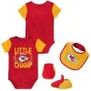 Outerstuff Newborn & Infant Red/Gold Kansas City Chiefs Little Champ Three-Piece Bodysuit Bib & Booties Set