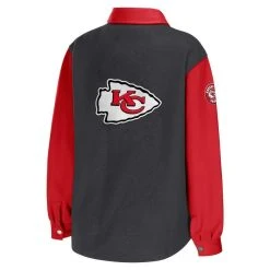 WEAR By Erin Andrews Women's Charcoal Kansas City Chiefs Button-Up Shirt Jacket -Mitchell & Ness store DSCO1146625379 1904 ALT3