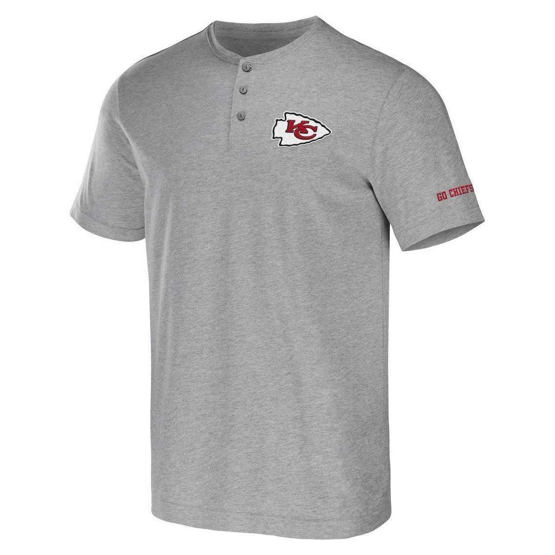 NFL X Darius Rucker Collection By Fanatics Men's Heather Gray Kansas City Chiefs Henley T-Shirt 5 NFL X Darius Rucker Collection By Fanatics Men's Heather Gray Kansas City Chiefs Henley T-Shirt - Image 3
