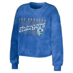 WEAR By Erin Andrews Women's Powder Blue Los Angeles Chargers Tie-Dye Cropped Pullover Sweatshirt & Shorts Lounge Set -Mitchell & Ness store DSCO1146811734 1191 ALT2